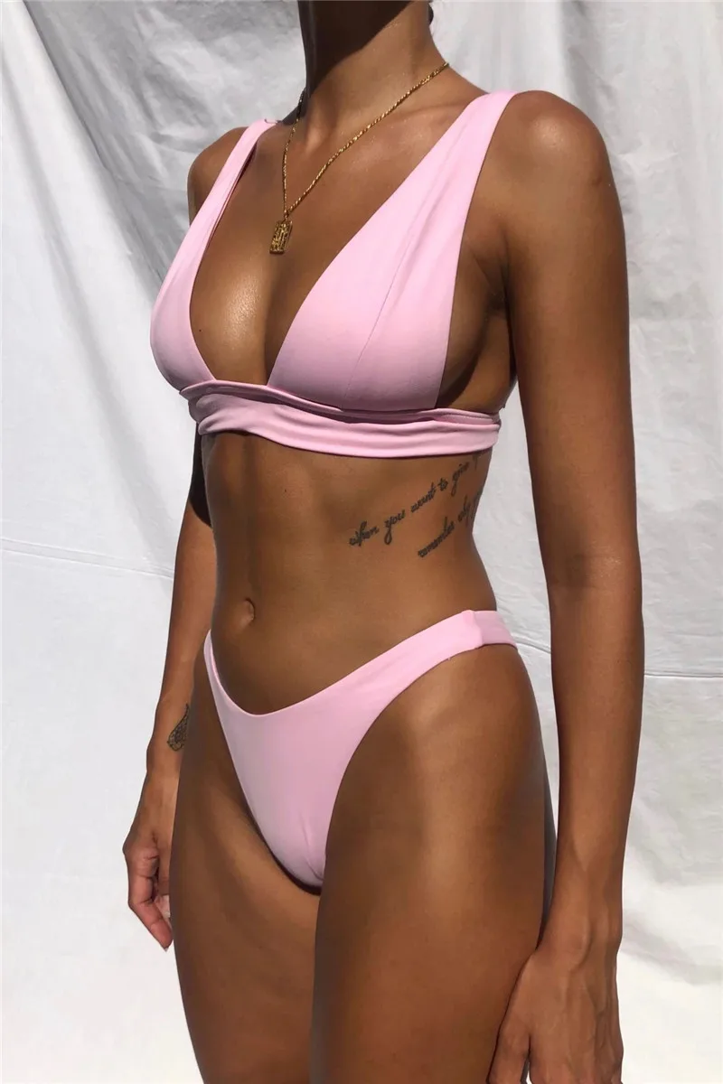 2022 Sexy Micro Bikini Women Summer Solid Swimsuit Push Up Two Piece Swimwear Brazilian Bather Bathing Suit 10 Colors Beachwear 3 piece bikini set