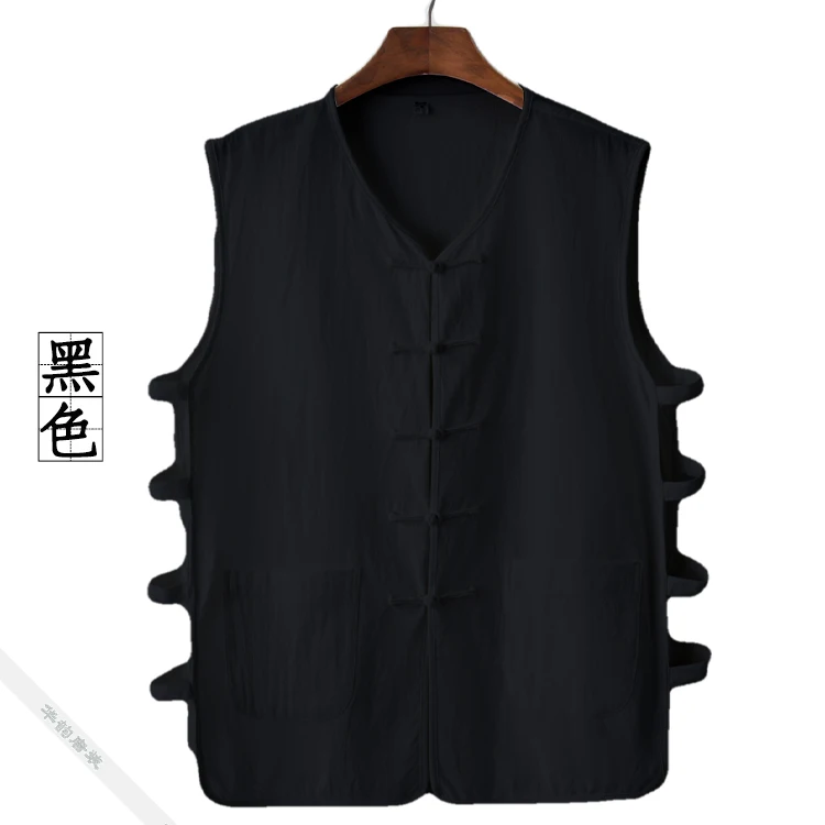 Summer Linen Vest Waistcoat Cotton Linen Vest Undershirt Men's Retro Button Sleeveless Shirt Traditional Chinese Clothing