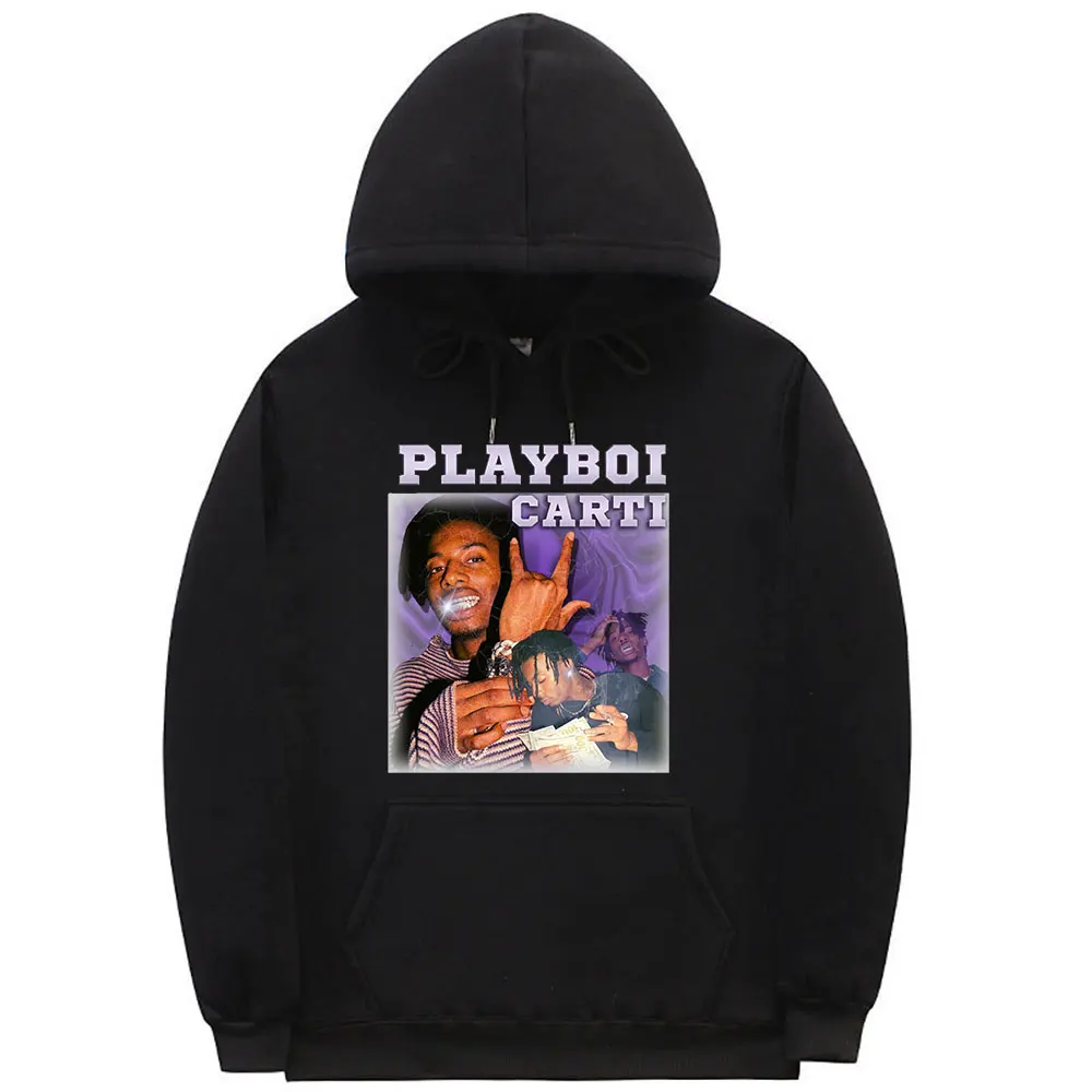 

Rapper Playboi Carti Graphic Print Hoodie Unisex Long Sleeve Hooded Sweatshirt Vintage Hip Hop Fleece Hoodies Streetwear Couples