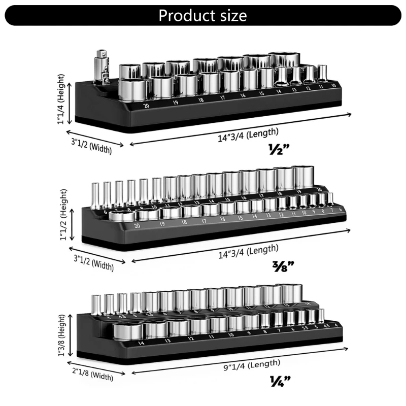 Socket Tray SAE & Metric Socket Holder for Efficient Tool Organization,for Professional Use Stand Holder 40JE 6
