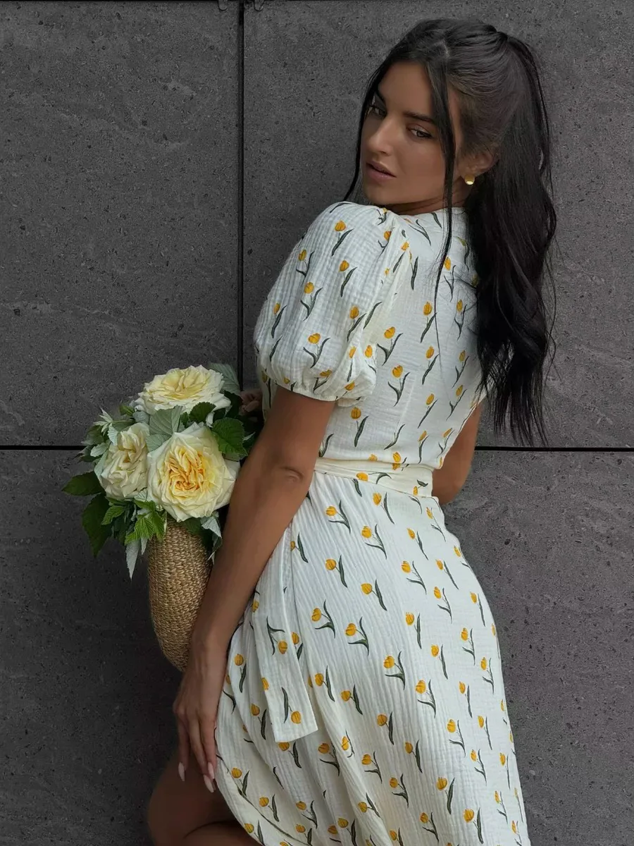 Women's Loose Fit Cotton Blend Maxi Dress with V-Neck & Short Sleeves S2a5e583d6bb54259854b5086620fe3caZ