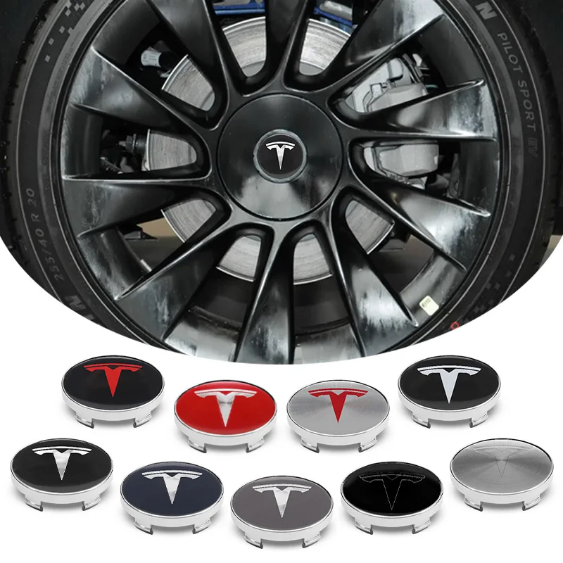 4Pcs 56mm+60mm Car Wheel Center Hub Caps Stickers Auto Rim Cover Accessories For Tesla Model 3 Model S X Y Roadster SpaceX