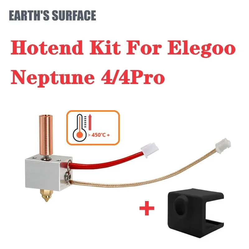ES-3D Printer Parts Elegoo Neptune 4 /Pro Hotend Kit Bimetal Heatbreak Heated Block 24V 50W Cartridge Heating Rod Thermistor