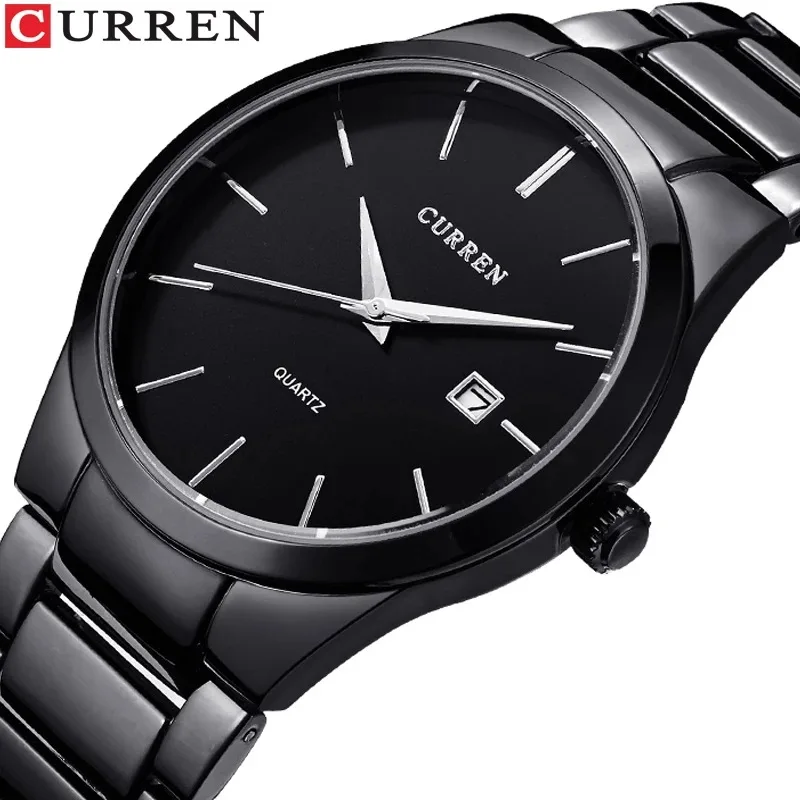 CURREN-Relógio de pulso masculino Slim Steel Strap, Relógio Quartz Simples, Relógios de Negócios, Relógio Masculino, Impermeável, Fashion, 8106