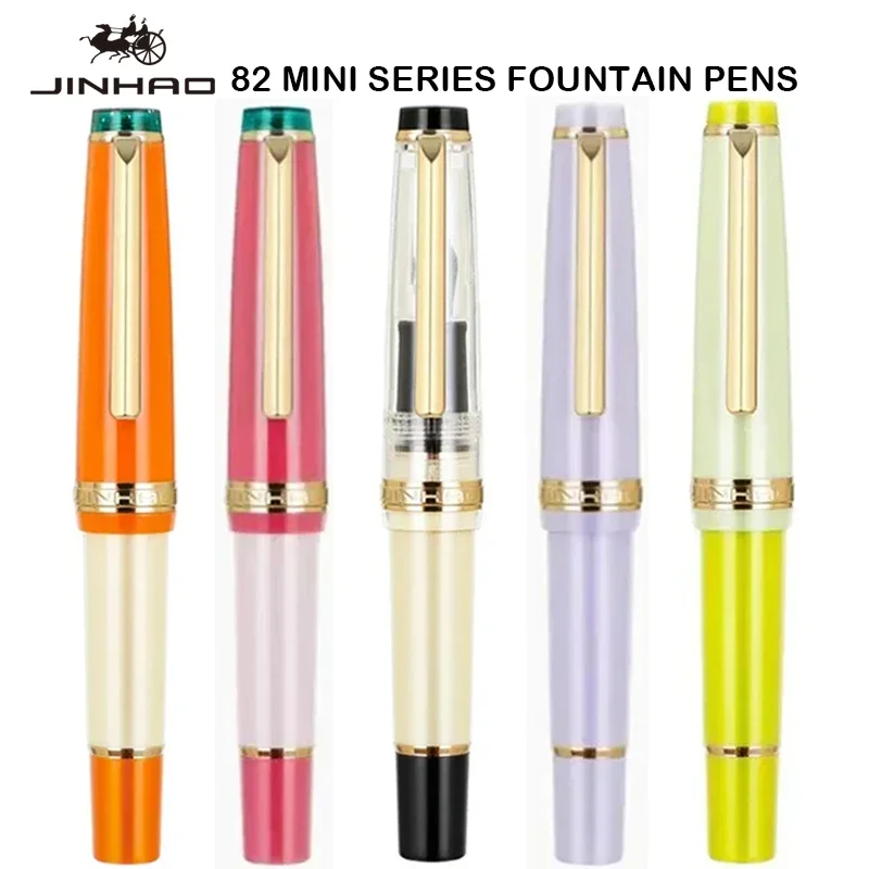 

JinHao 82 MINI Fountain Pen Color Match Acrylic Pen Spin EF F M Nib Stationery Office School Supplies Golden Ink Pens