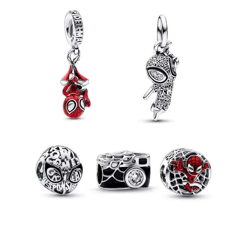 925 Silver Marvel Spider-Man Fire Wolf Charm Jewelry for Original Pandora Bracelet DIY Women's Birthday Gift