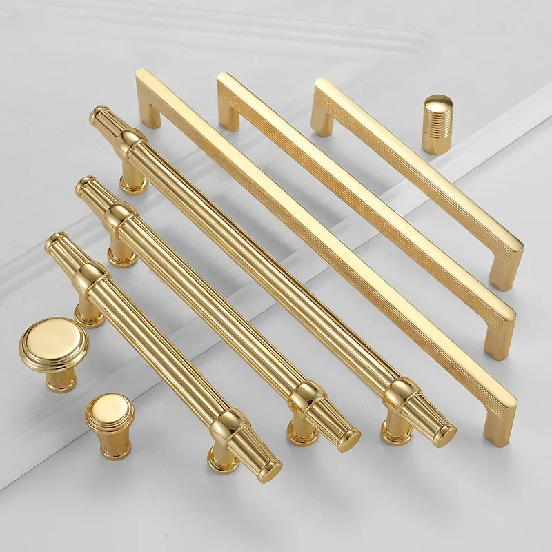 Kitchen Cabinet Gold Knob and Handle Nordic Desk Drawer Pull Cupboard Door Knobs Zinc Alloy Furniture Hardware Door Pulls