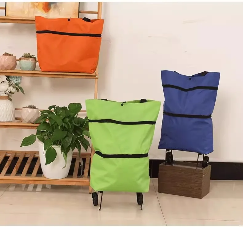 Oxford Cloth Portable Shopping Storage Bag with Wheels Foldable Bags Shopping Cart Luggage Bag storage bag foldable storage bags foldable storage bag