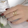 Stainless Steel Ring Wrap Finger Feather Open Ring Adjustable Size Fashion Women Jewelry Gold Silver Color Choose Small Gifts 1