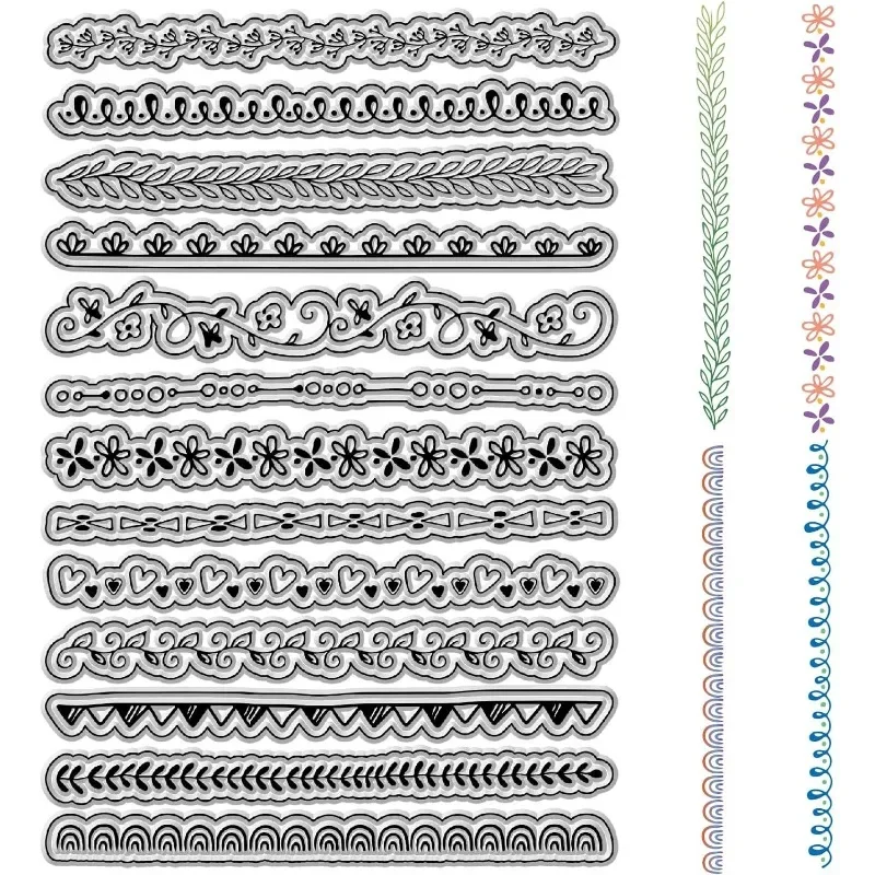 Clear Stamps Clear Rubber Stamps 1pc Floral Lace Edge Transparent Silicone Stamp Seals for Journaling