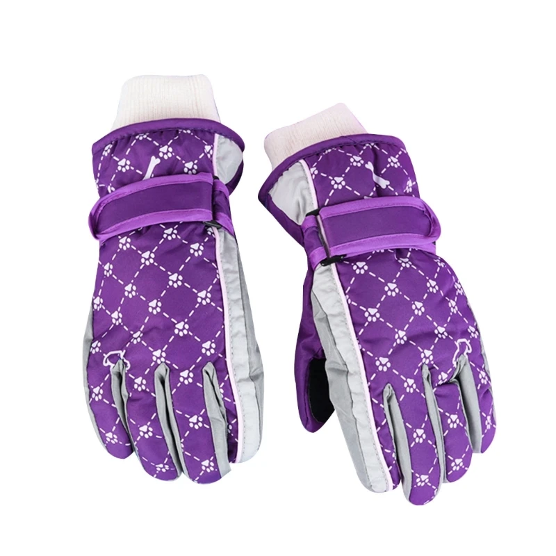 57EE Winter Snow Mittens Boys Girls Outdoor Riding Thermal Gloves for 5-8 Years Kids
