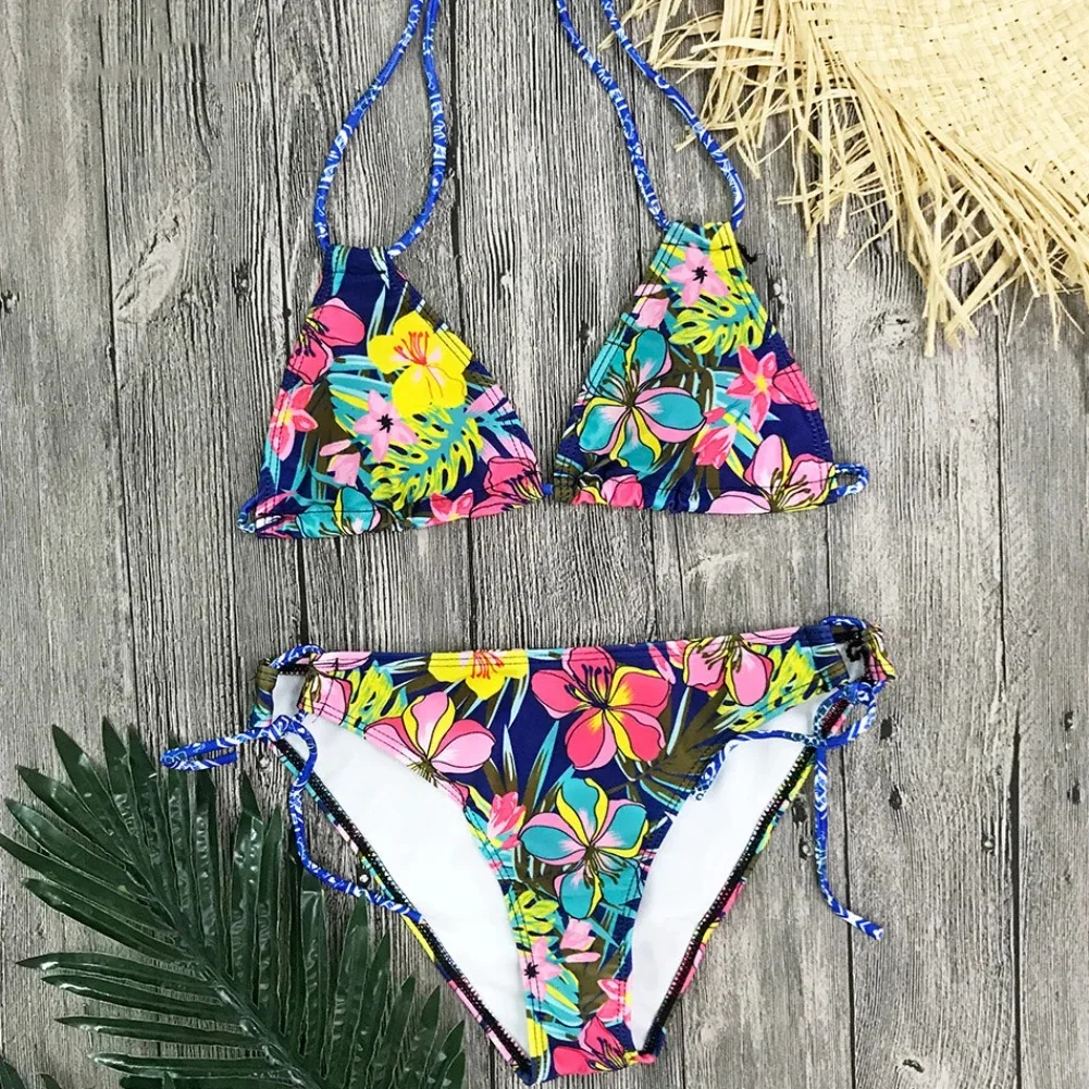 two piece bikini set 2022 New Sexy Swimwear Woman Swimsuit Bikini Push Up Bikini Set Bathing Suit Women Print Floral Beachwear Biquini Two Piece Suit string bikini set Bikini Sets