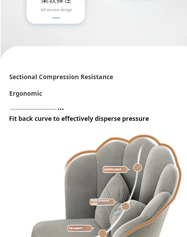 Description Picture 5 of itemNordic Modern Dining Chairs Luxury Backrest Chair Velvet Bedroom Vanity Chair INS Simple Manicure Dressing Table Stool