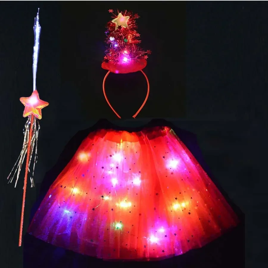 LED Fairy Skirt Headband and Wand 3 Piece Set 1