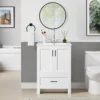 24.5" Modern Bathroom Vanity with Ceramic Basin,Undermount Bathroom Vanity Sink Cabinet with 2 Doors and 1 Drawer, Free Standing 4