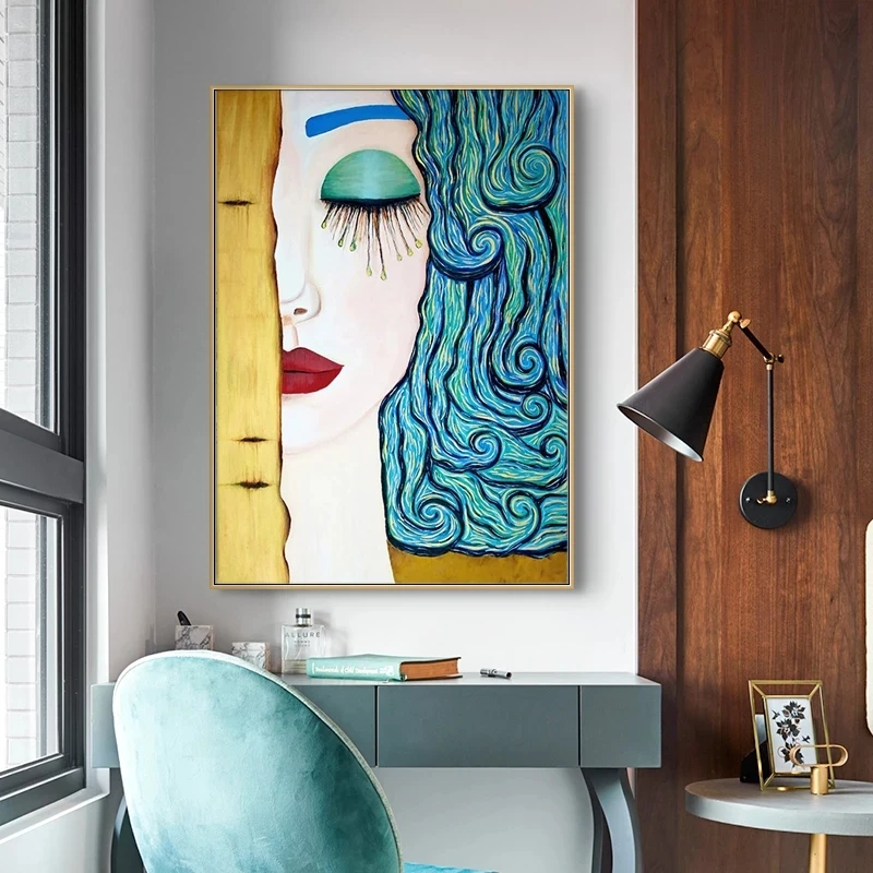 Canvas Painting Wallpaper 1pc Framless Artist Gustav Klimt The Kiss Abstract Canvas Painting Poster Wall Art Picture for Living Room Home Decor