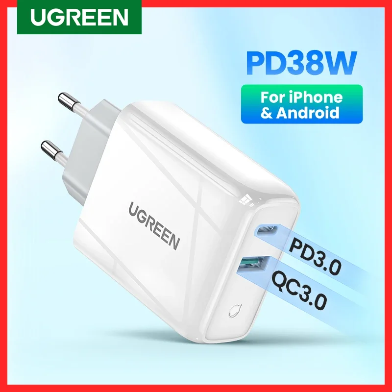 

UGREEN 38W Fast USB Charger Quick Charge 4.0 3.0 Type C PD Fast Charging for iPhone 14 13 USB Charger QC 4.0 3.0 Phone Charger
