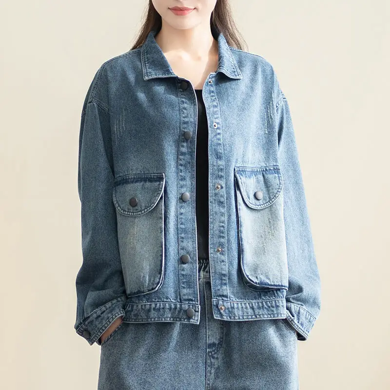 

Women's Denim Jacket 2024 New Spring Autumn Korean Version Appear Thin Ladies Temperament Trend Fashion Female Cowboy Coat