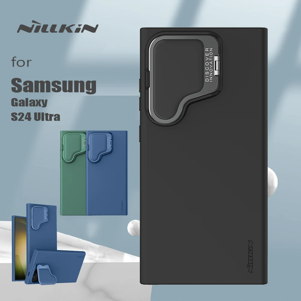

Чехол для Samsung Galaxy S24 Ultra 5G Nillkin, шелковистая задняя крышка для камеры с защитным силиконовым объективом для ПК 360
