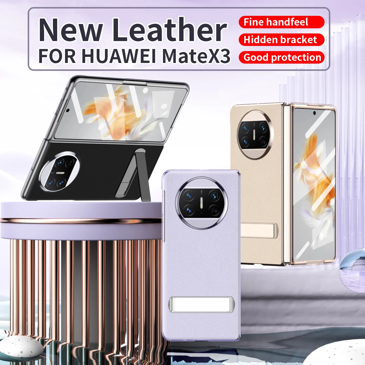 

Роскошный кожаный чехол для Huawei Mate X3, модный защитный чехол со стеклом для Huawei Mate X3, защитный чехол для телефона
