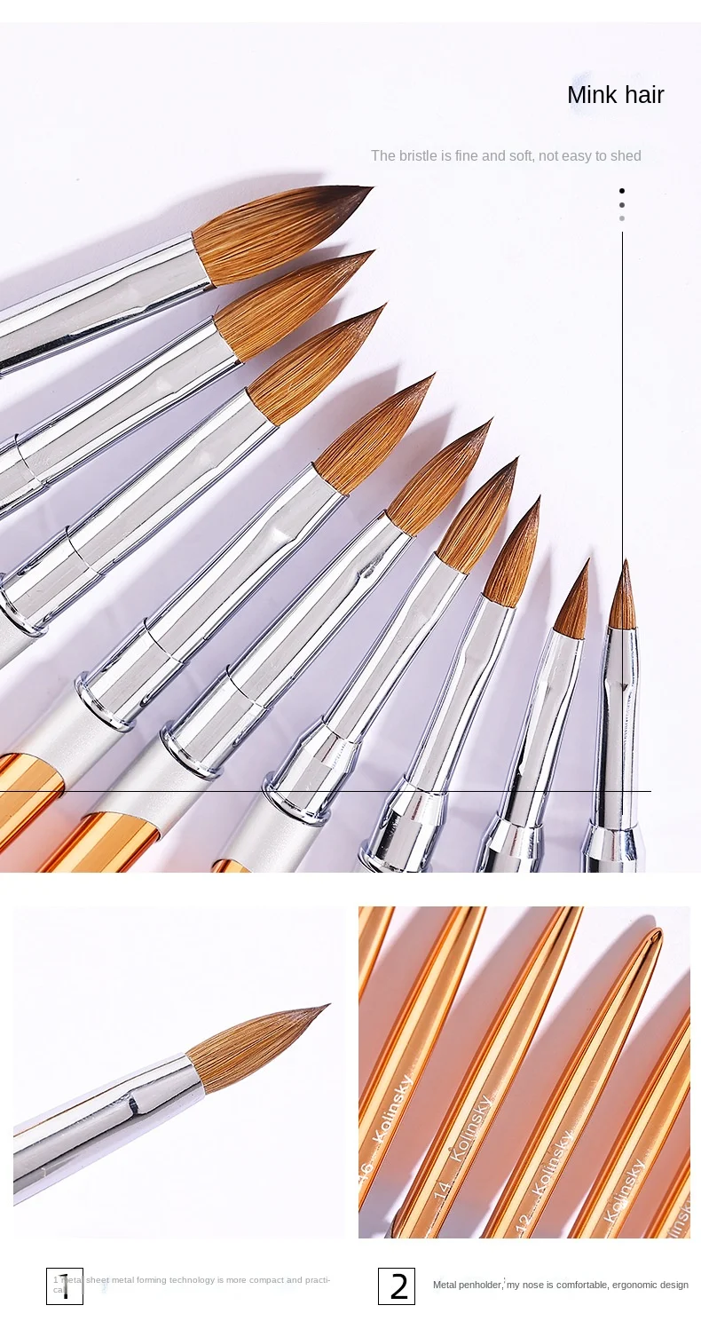Professional Kolinsky Acrylic Nail Brush - Size 2-18#