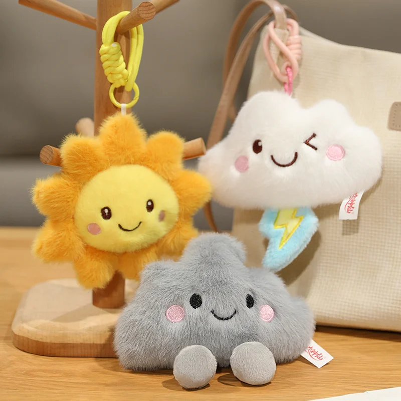 New Cartoon Weather Series Plush Toys Cute Sun Lightning Cloud Raining Pendant Doll Funny Weather Forecast Game Props Home Decor