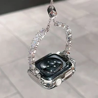 Bracelet de luxe en diamant Zircon pour Apple Watch série 11 10 9 8 7 6 SE UItra iWatch 49/46/45/44/42/41/40/38mm, Bracelet en métal 3