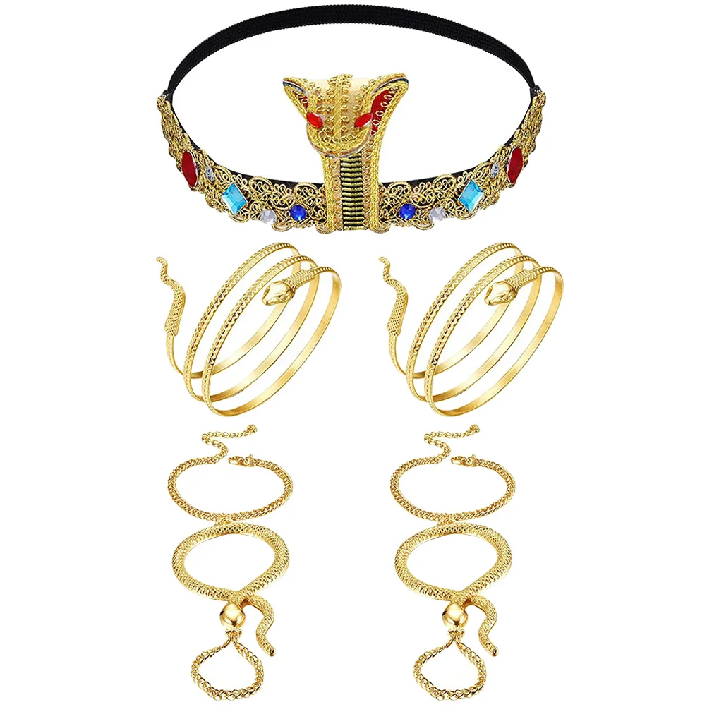 

Браслет Египетский головной убор Косплей вечерние Обручи из змеиной кожи аксессуар стильный ободок металлические браслеты для Miss Arm Prop застежка