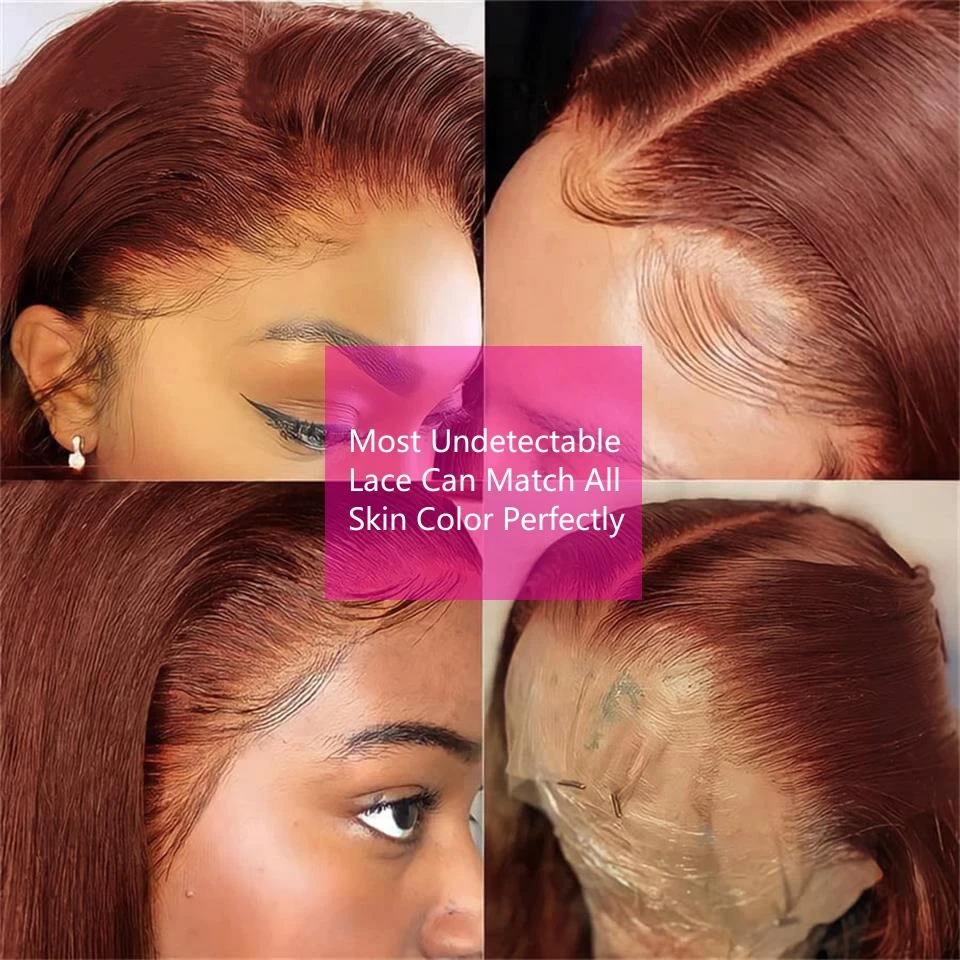 Reddish Brown Straight Lace Front Human Hair Wigs 13x4 13x6 Hd Frontal Wig Pre Plucked Dark Red Brown 4x4 Closure Glueless Wig