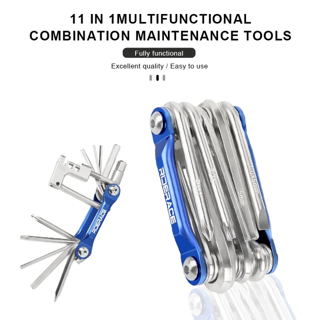 RIDERACE Bicycle MultiTool 11 in 1 Portable Steel Hex Allen Wrench Bike Chain Breaker Splitter Cutter Screwdriver Repair Tools 2