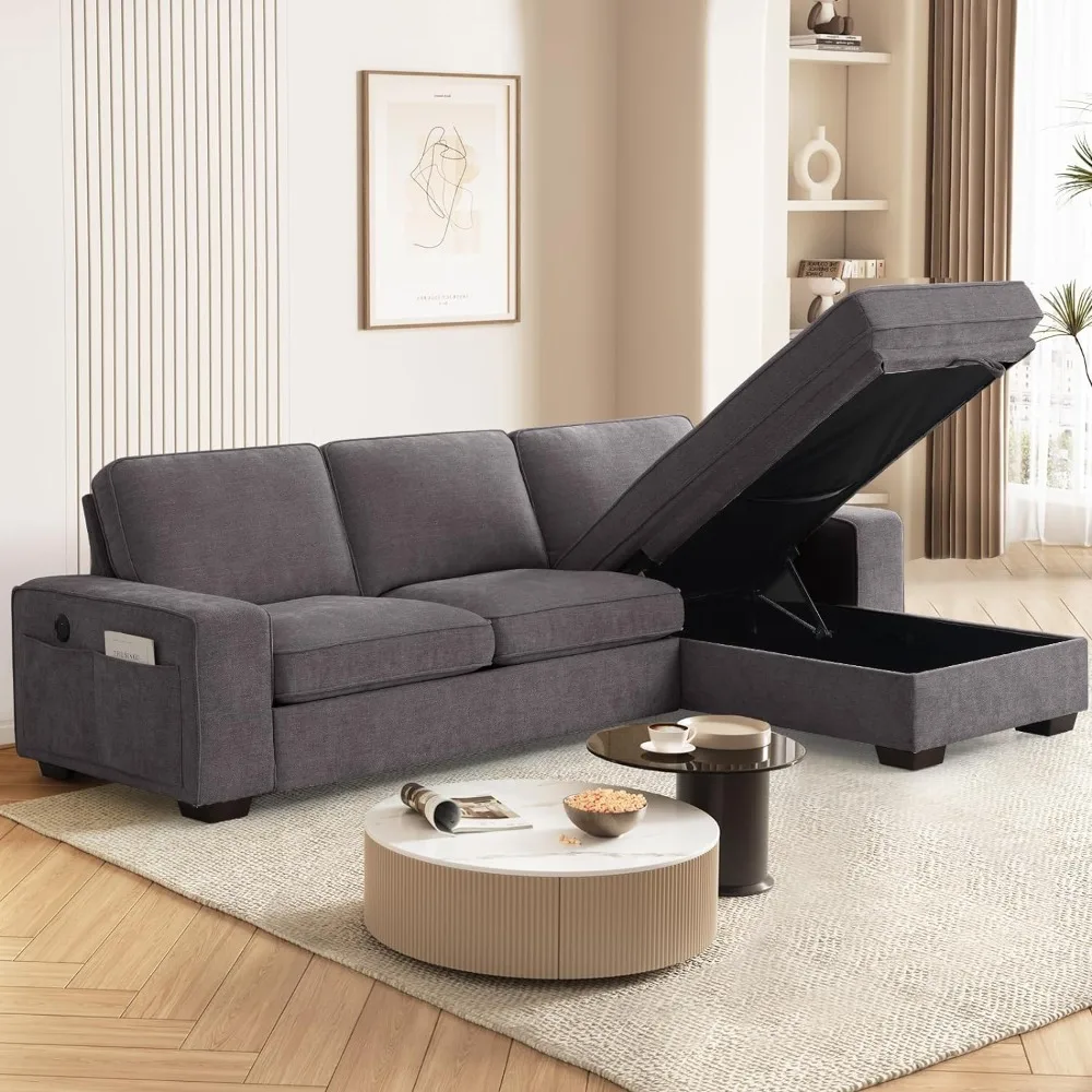 

99" Convertible Sectional Sofa Couches for Living Room,Modern L Shaped Couch,Comfy Upholstered Chenille Sofa with Reversible