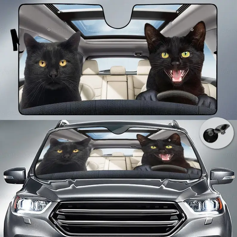 

Black Cat Car Sunshade, Black Cat Car Auto Sun Shade, Black Cat Lover, Windshield Sun Shade, Car Sun Protector, Gift For Couple