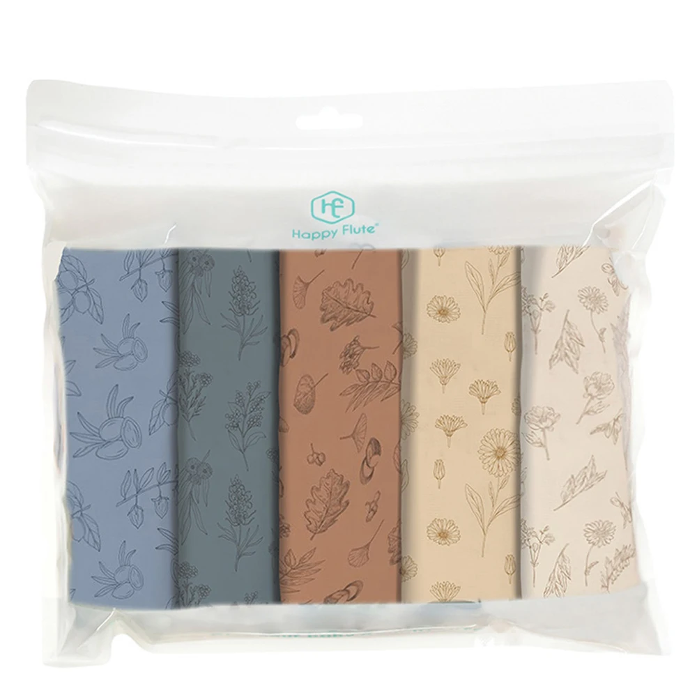 HappyFlute 5Pcs/set Muslin Swaddle Feeding Burp Cloth Newborn Soft Cotton Baby Blanket 60*60cm 2