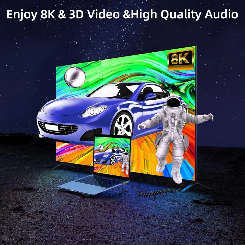 8K HDMI-Compatible Coiled Cable 48Gbps To Mini/Micro HD Cable For Camera Camcorder PC Monitor