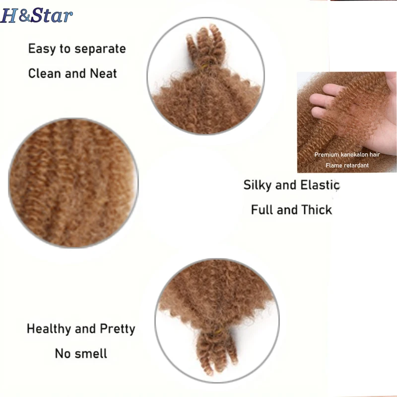 H&STAR 16 Inch Kinky Twist Marley Braiding Crochet Hair Synthetic  Separated Springy Afro Twist Hair
