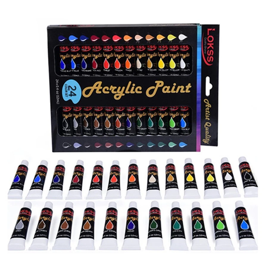 1set/lot of Professional Waterproof Acrylic Paint Set 24 Colors 12ml