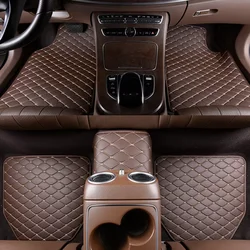 Waterproof Leather Car Floor Mats - Premium Universal Foot Pad Protector Set (5 pcs) (Coffe-)