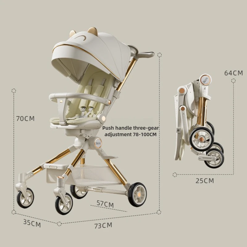 Lightweight High-view Baby Stroller Seat Can Be Rotated Backrest Can Be Adjusted Push Rod Adjusted Portable Baby Stroller baby stroller