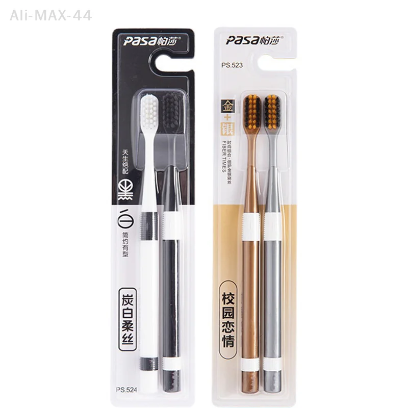 Bamboo Charcoal Toothbrush Set with Ultra-Fine Bristles - Gentle Cleaning