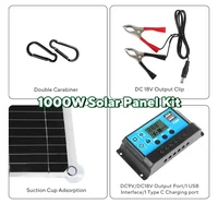 1000W panneau solaire 12V cellule solaire 10A-100A contrôleur Kit de plaque solaire pour téléphone RV voiture caravane maison Camping batterie extérieure 4