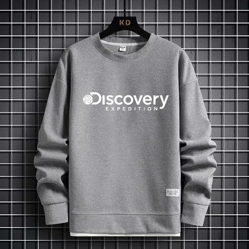 

Мужской осенний модный свитер, Повседневный пуловер с круглым вырезом, топ с буквенным принтом, одежда, мужской свободный свитер с длинным рукавом