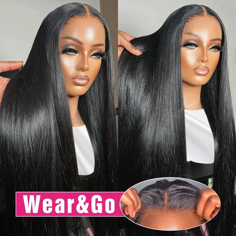 Фото Парик без клея Wear Go, 30 дюймов, 34 дюйма, 13x6 дюймов, искусственный передний парик на сетке, прозрачные передние парики на сетке HD, 6x4 №2