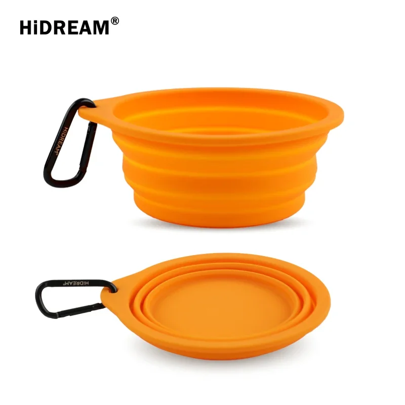 HiDREAMÂ®Dog Bowl Pet Collapsible Bowl Safety Silicon Portable for Walking Parking Traveling with Carabiners 600ml High Quality