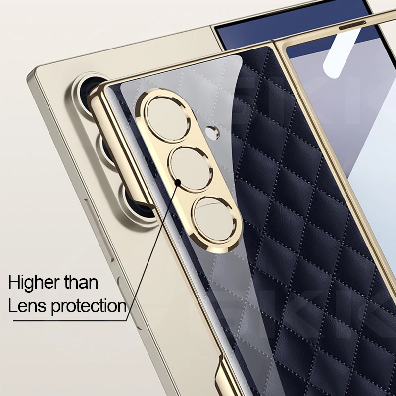 Luxury Painted Tempered Glass Case For Samsung Galaxy Z Fold 7 6 5 Outer Screen
