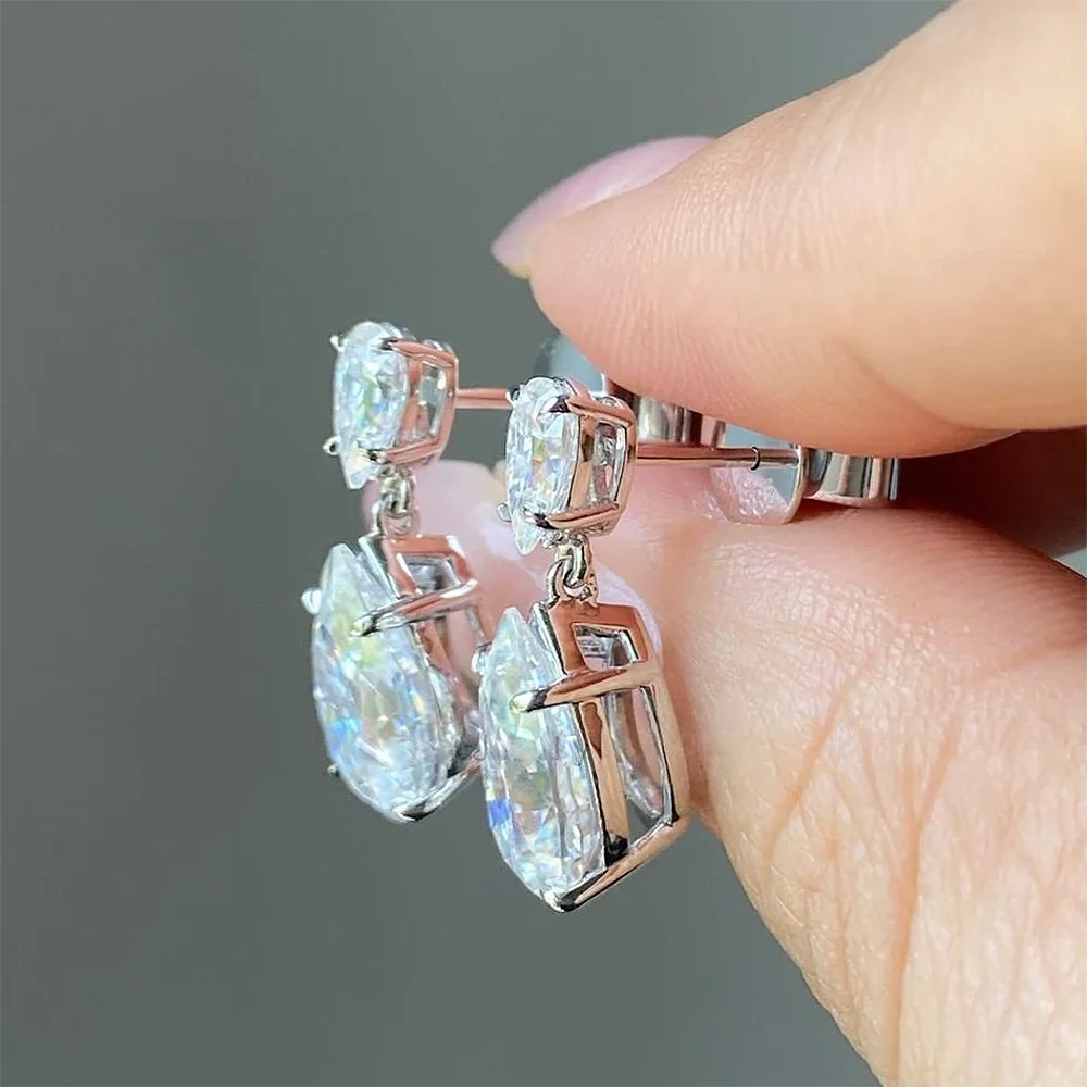 女性用モワスナイトドロップピアス,ペアーカット,シルバーs925