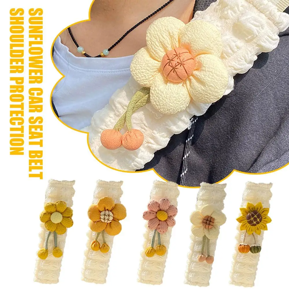 

Car Seat Belt Cover Cute Sunflower Shoulder Pad Protection Car Breathable Interior Soft Decoration Comfortable Accessories E3H3