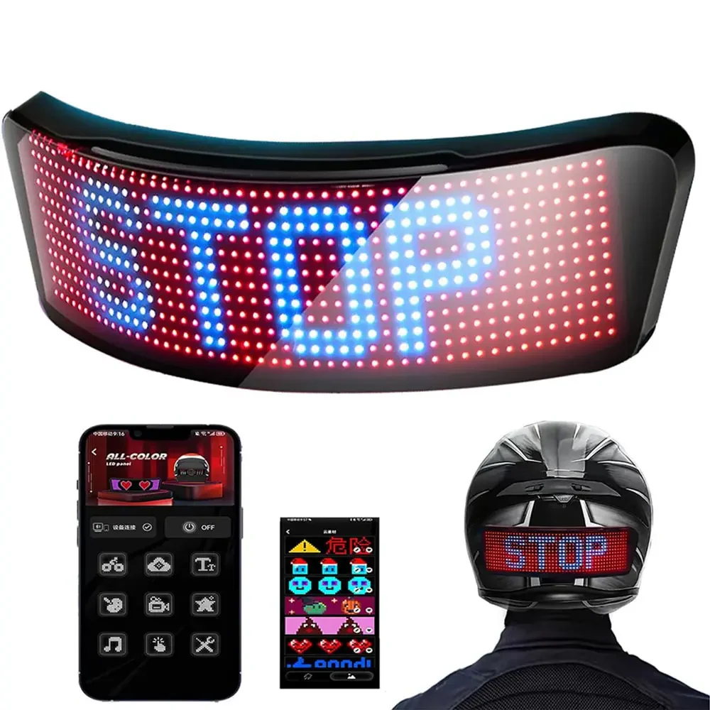 Led Helm Display Motorrad Helm Warnung Licht Nacht Reiten DIY RGB Fahrrad Helm Rücklicht APP Programmierbare LED Bildschirm