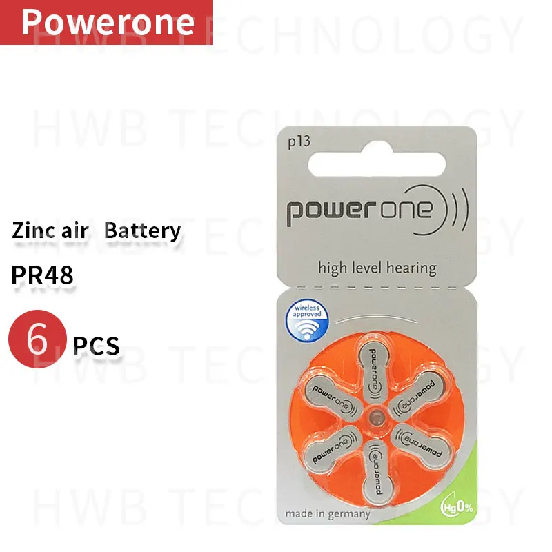 1pack(6pcs )high Quality Genuine Powerone Pr48 P13 A13 S13 Zinc Air