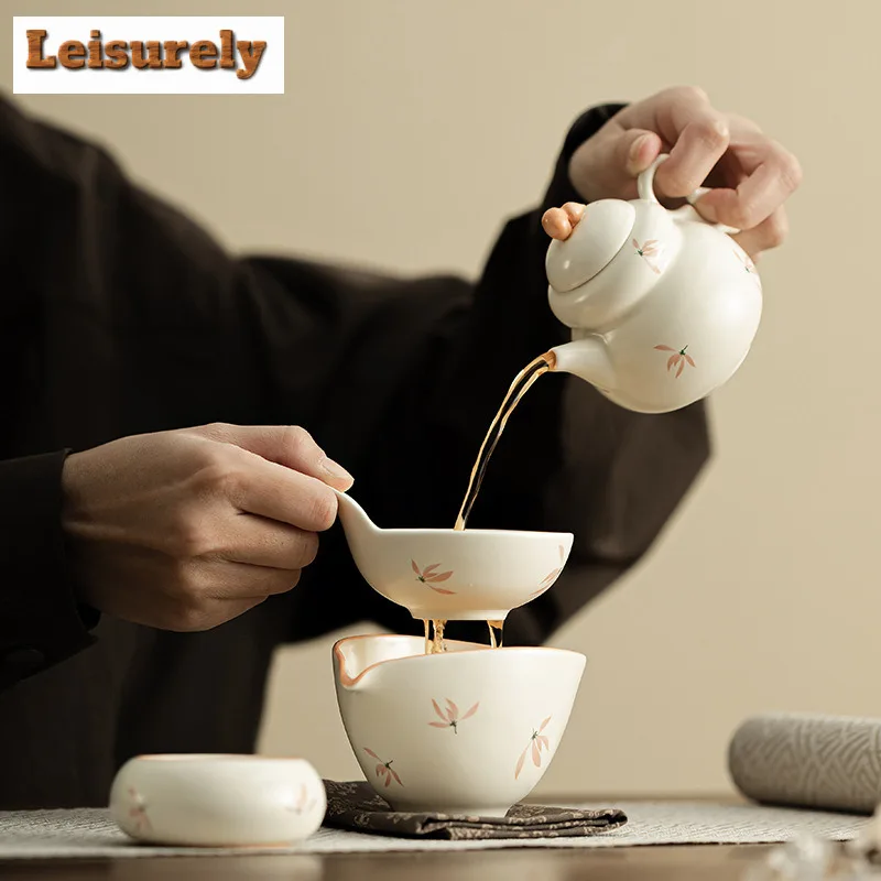 Orchid Wind Chime Gourd Ceramic Tea Separator Infusor Traditional Tea Strainer Dispenser Tea Making Tea Filter Teaset Tableware