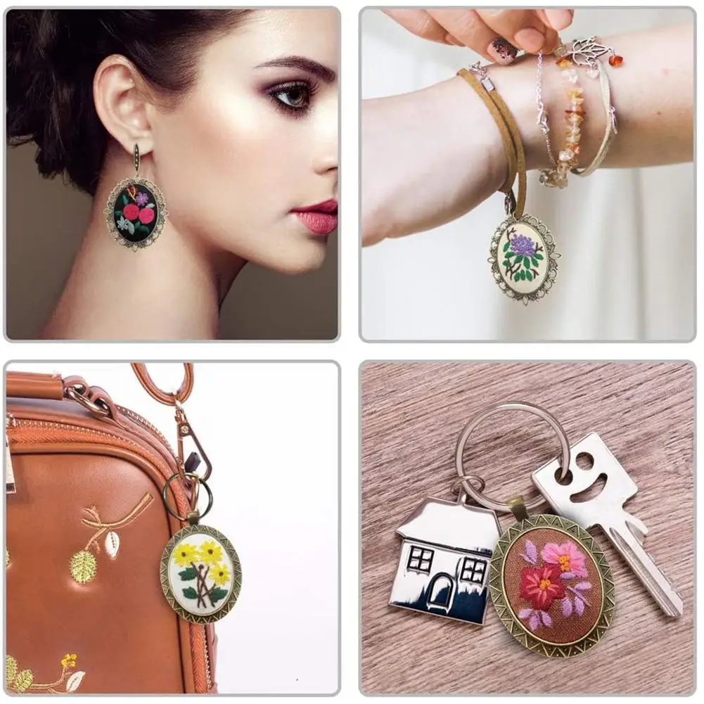 Embroidery set Embroidery kits Embroidery Pendant Kit Embroidered Pendant Necklace Needle Thread Diy Art Crafts